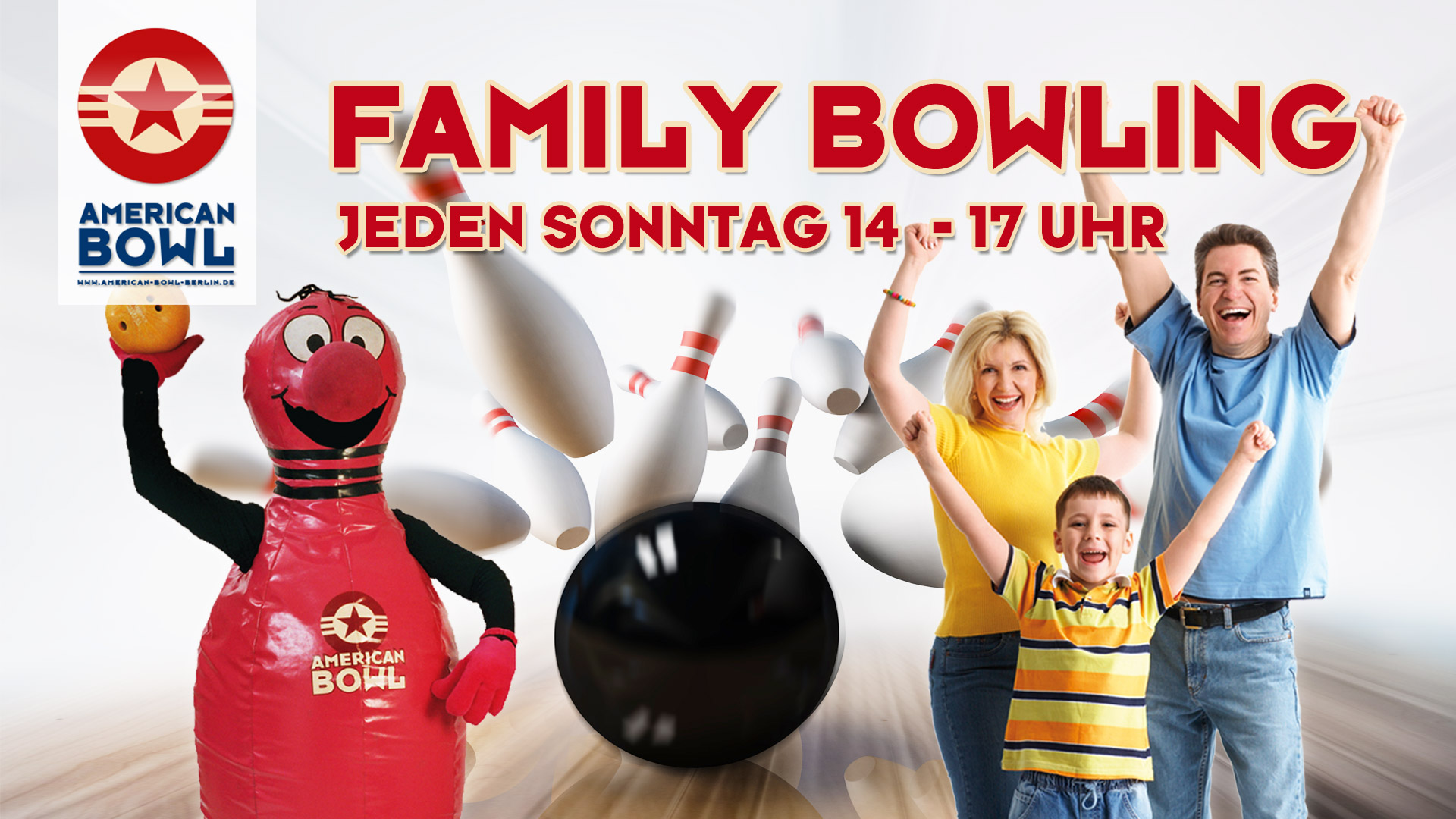 Family Bowling jeden Sonntag zum special Preis im American Bowl Marzahn
